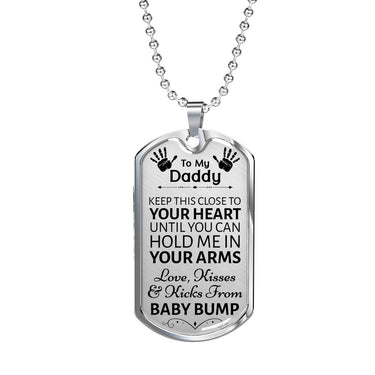 Daddy (From Baby Bump) Dog Tag Necklace - Love You This Much